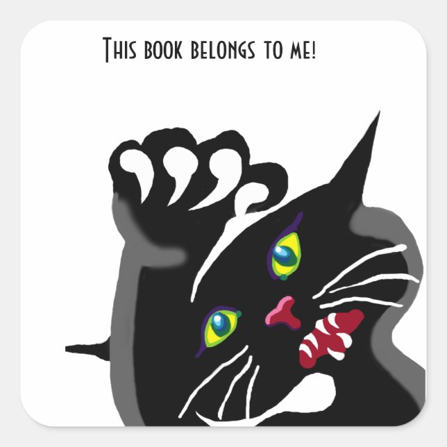 Angry Black Cat Buchzeichen Sticker (Vorderseite)