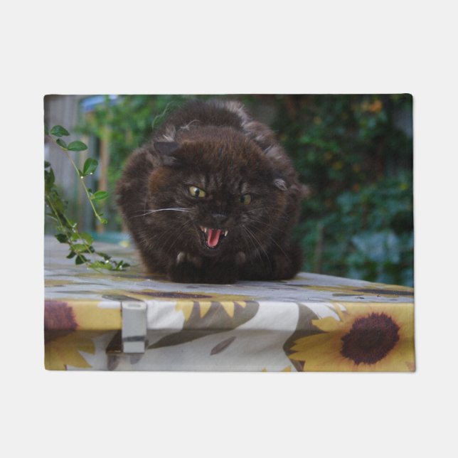 Angry Black Cat Fußmatte (Vorderseite)