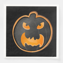 ANGRY BLACK ORANGE HALLOWEEN  PUMPKIN SERVIETTE