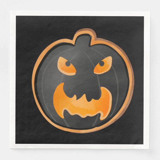 ANGRY BLACK ORANGE HALLOWEEN  PUMPKIN SERVIETTE (Vorderseite)