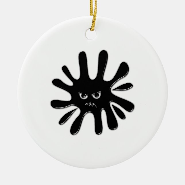 Angry Black Paint Spritzer Keramikornament (Vorne)
