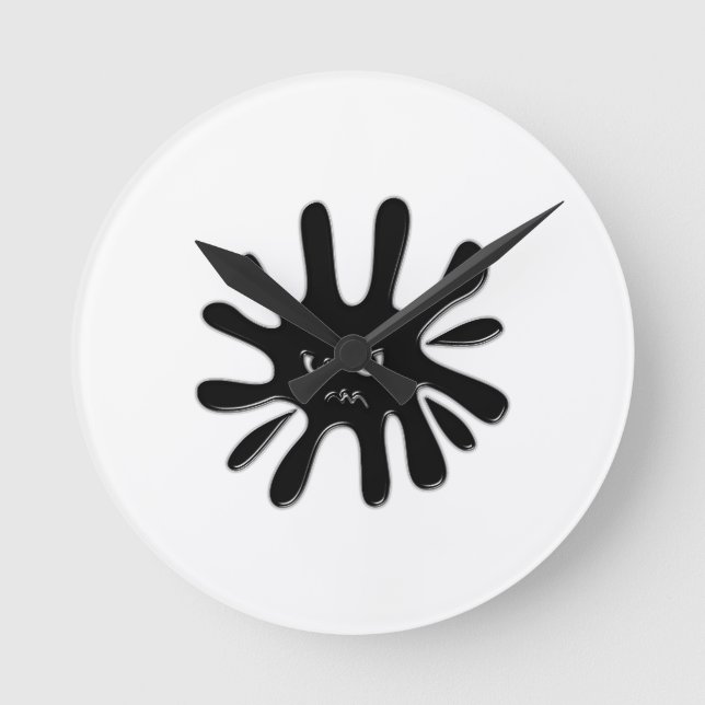 Angry Black Paint Spritzer Runde Wanduhr (Vorderseite)