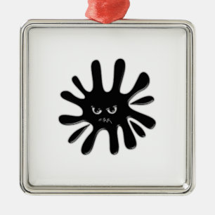 Angry Black Paint Spritzer Silbernes Ornament
