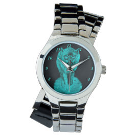 Angry Black Wolf in der Nacht Armbanduhr