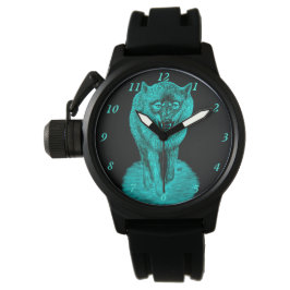 Angry Black Wolf in der Nacht Armbanduhr