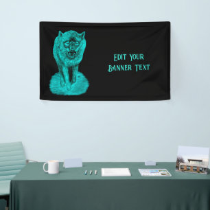 Angry Black Wolf in der Nacht Banner