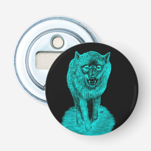 Angry Black Wolf in der Nacht Flaschenöffner