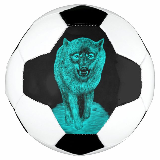 Angry Black Wolf in der Nacht Fußball (Vorderseite)