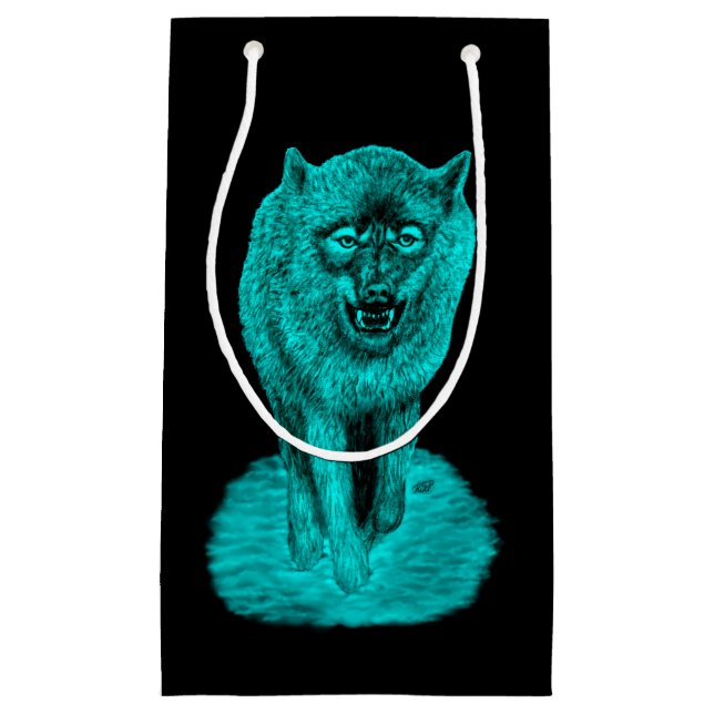 Angry Black Wolf in der Nacht Kleine Geschenktüte (Vorderseite)