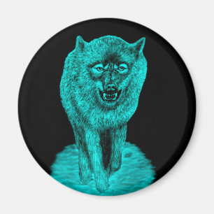 Angry Black Wolf in der Nacht Magnet