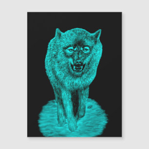 Angry Black Wolf in der Nacht Magnetkarte
