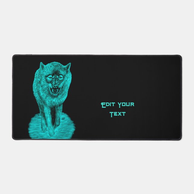 Angry Black Wolf in der Nacht Schreibtischunterlage (Vorderseite)