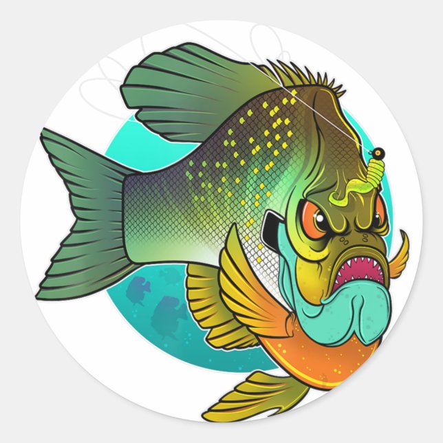 Angry Bluegill Fishing Runder Aufkleber (Vorderseite)