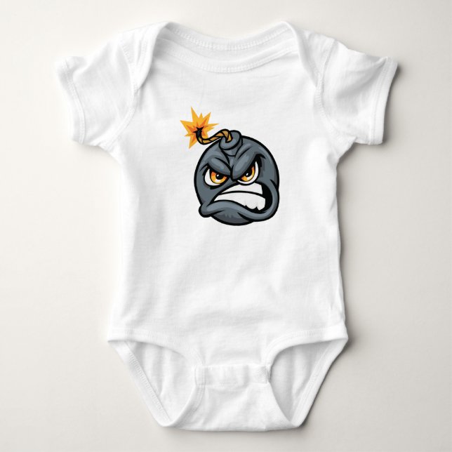 Angry Bomb Cartoon Baby Bodysuit Strampler (Vorderseite)