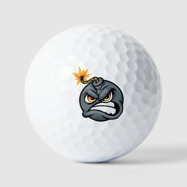 Angry Bomb Cartoon Golf Ball - Grumpy Graphic Ball (Vorderseite)