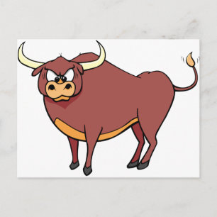 Angry Bull Cartoon Postkarte