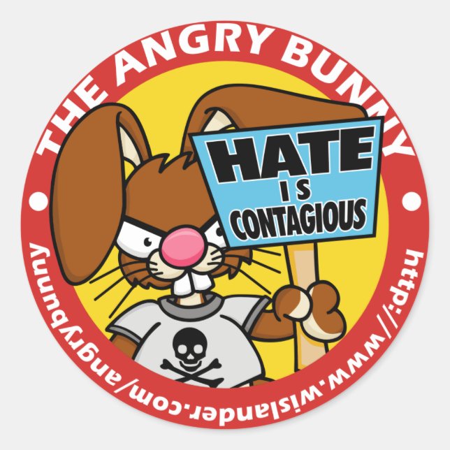 Angry Bunny Autoaufkleber 4 Runder Aufkleber (Vorderseite)