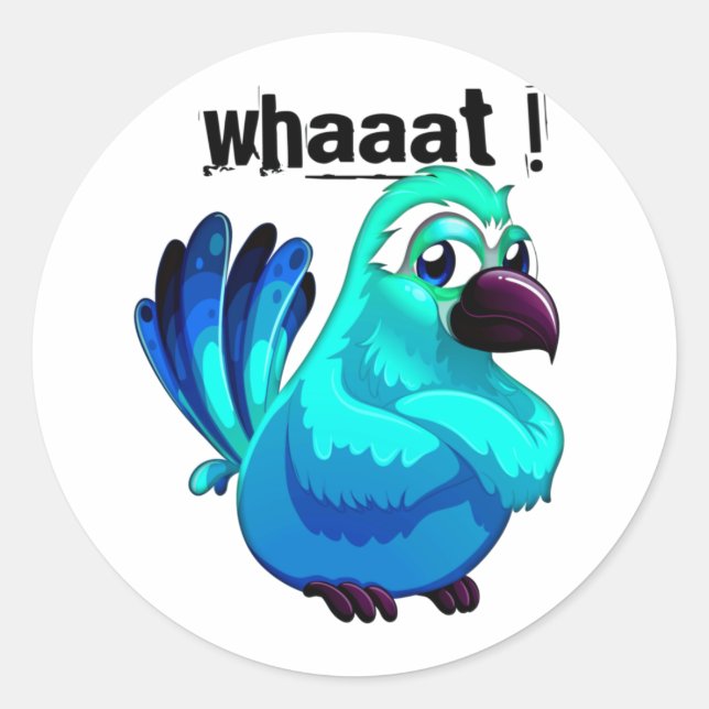 Angry Cartoon Blue Bird Runder Aufkleber (Vorderseite)