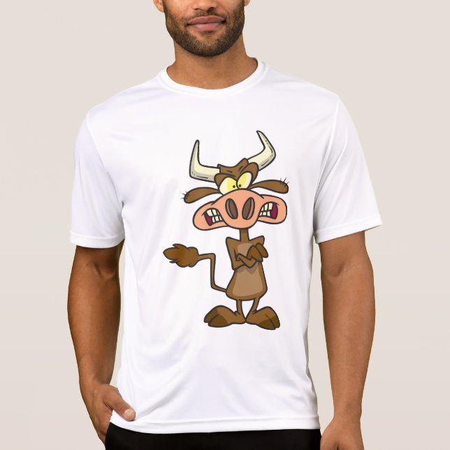 Angry Cartoon Bull Funny Grumpy T-Shirt (Vorderseite)