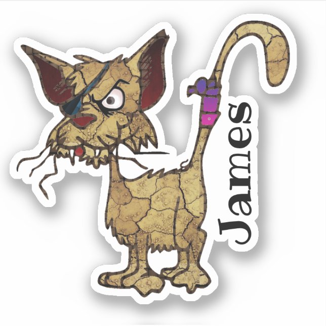 Angry Cartoon Cat Face Sarcasm Aufkleber (Vorderseite)