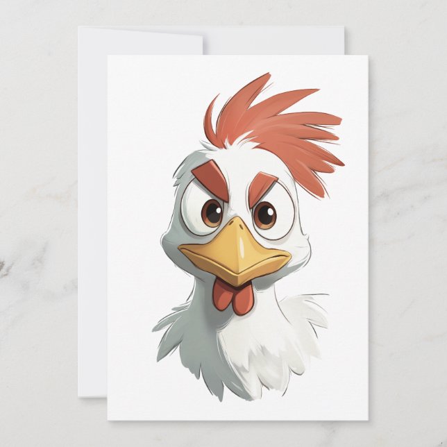 Angry Cartoon Hühnerkopf Einladung (Vorderseite)