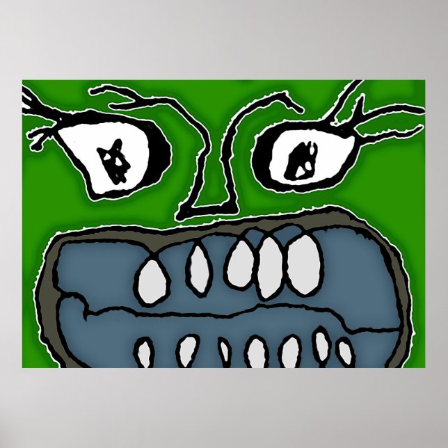 Angry Cartoon Monster Closeup Illustration Poster (Vorne)