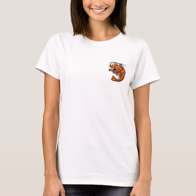 Angry Cartoon Tiger Shrimp Character Roaring T-Shirt (Vorderseite)