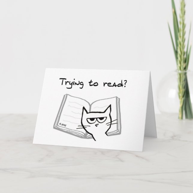 Angry Cat Challenges Book Lovers - Funny Cat Card Karte (Vorderseite)