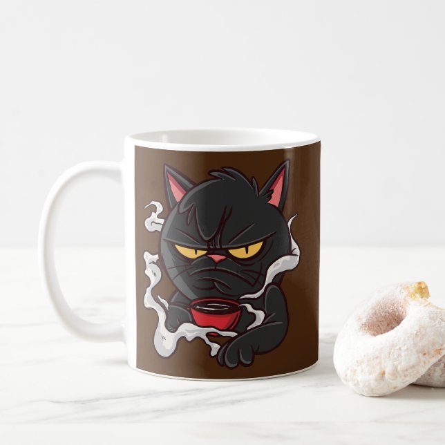 Angry Cat Coffee Kitten Mad  Kaffeetasse (Mit Donut)