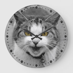 Angry Cat Große Wanduhr