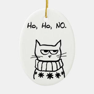 Angry Cat in einem Weihnachtskraut - Funny Cat Xma Keramikornament