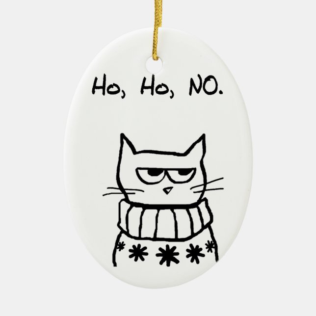 Angry Cat in einem Weihnachtskraut - Funny Cat Xma Keramikornament (Vorne)