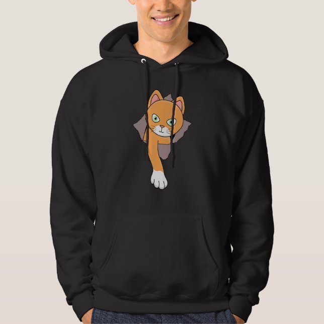 Angry Cat Long Leg Paw Torn Hole Kitten Cat Hoodie (Vorderseite)