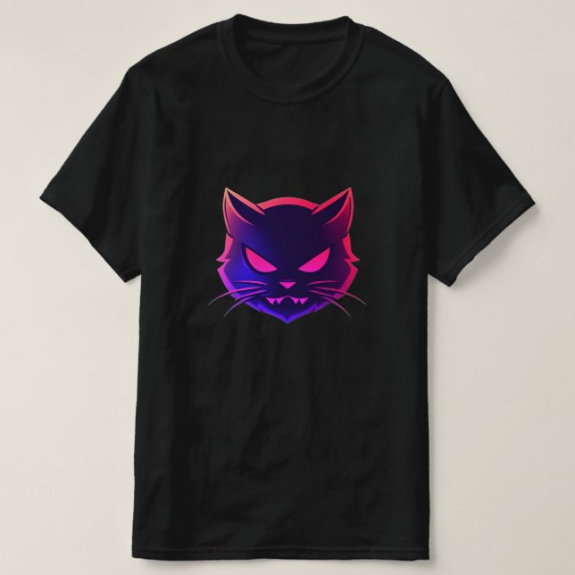 Angry Cat: Neon T - Shirt Art (Design vorne)