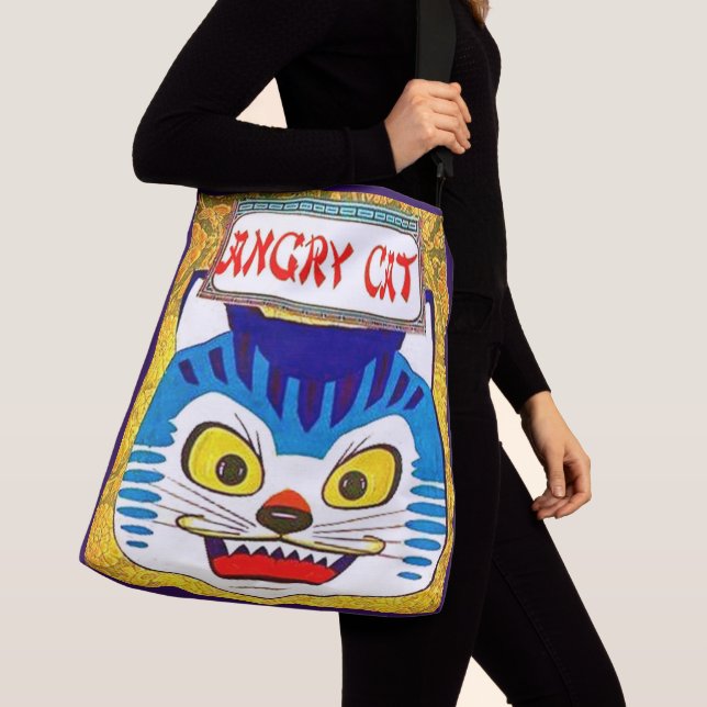 Angry Cat Tragetaschen Mit Langen Trägern (Von Nahem)