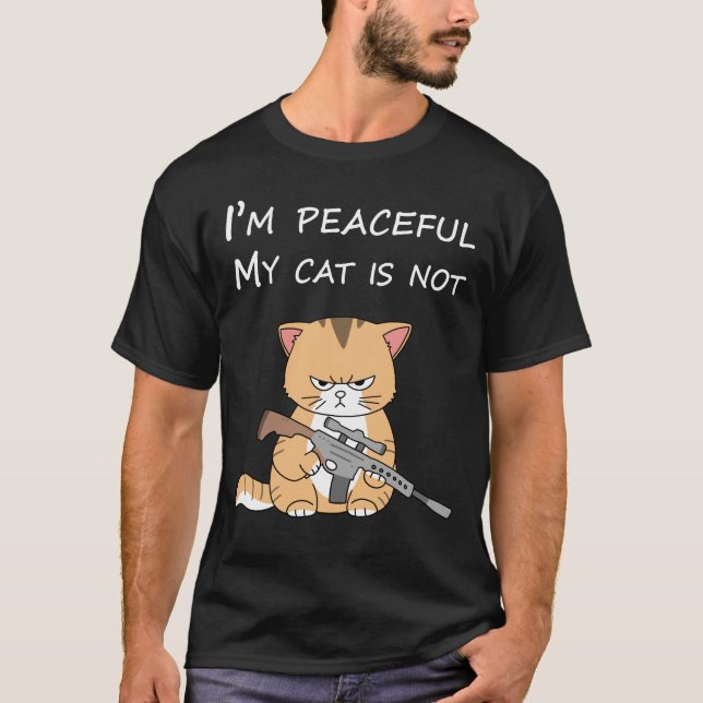 Angry Cat With Gun Shirt | Funny Tactical Cat Tee (Vorderseite)