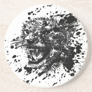 Angry Cheetah in Black Splash Pick Your Background Untersetzer