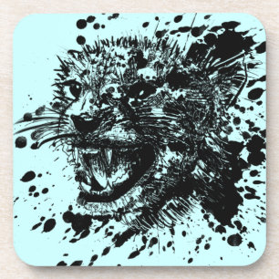 Angry Cheetah in Black Splash Pick Your Background Untersetzer