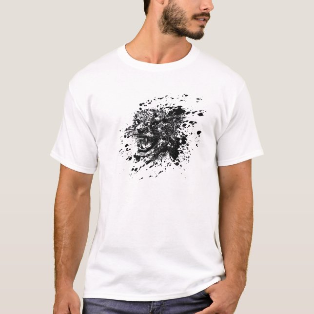 Angry Cheetah in Black Splash T-Shirt (Vorderseite)