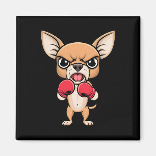 Angry Chihuahua Hund mit Boxhandschuhen Funny Pet Magnet