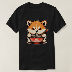 Angry Corgi isst Nudelramen T-Shirt