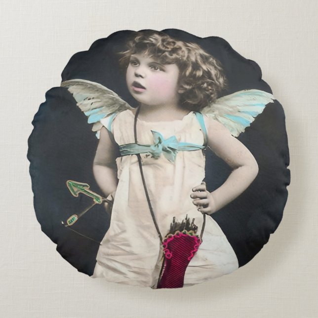 Angry Cupid Rundes Kissen (Vorderseite)
