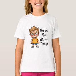Angry Cute Boy Cartoon T-Shirt – Funny Grumpy Mood