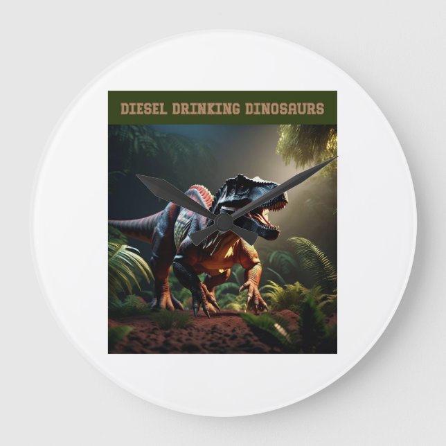 Angry Dino Große Wanduhr (Vorderseite)