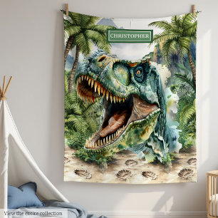 Angry Dinosaur Blanket Individuelle Name für Junge Fleecedecke