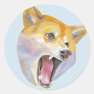 Angry Doge Shibe Runder Aufkleber