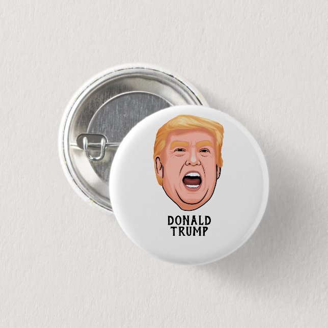 ANGRY DONALD TRUMP CUSTOM BUTTON (Vorne & Hinten)