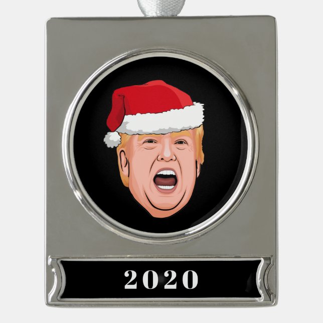 Angry Donald Trump Weihnachten Banner-Ornament Silber (Vorderseite)