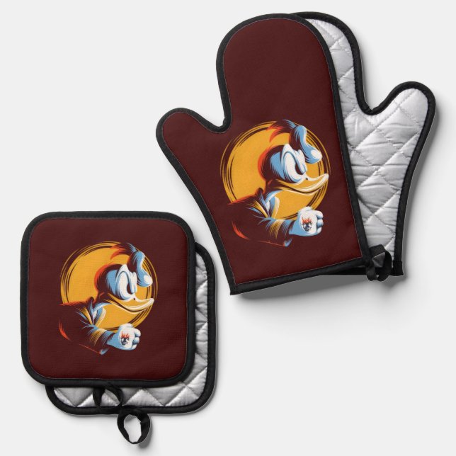  Angry Duck Ofenhandschuh & Topflappen-Set (Vorderseite/Rückseite)