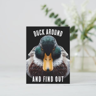 Angry Duck sagt "Duck Around and Find Out" Postkarte